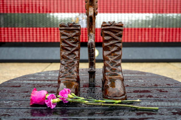 An art instillation from Veterans and Athletes United is seen outside the Lincoln Memorial on Memorial Day in Washington, DC on Monday, May 25, 2026.  WAP20260525300 BONNIExCASH