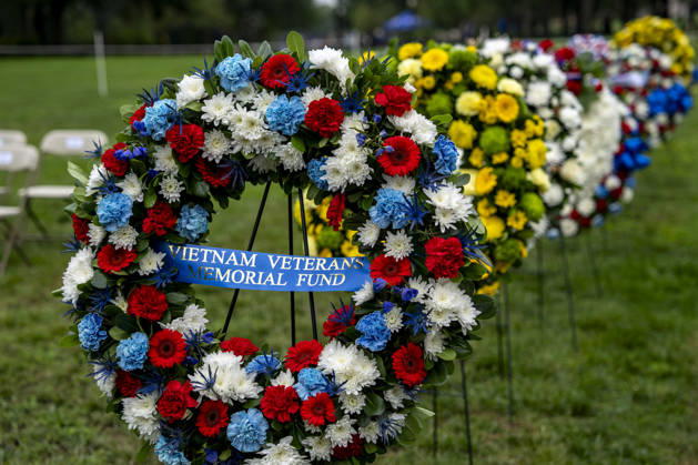 Wreaths await the Memorial Day Observance at the Vietnam Veterans Memorial on Memorial Day in Washington, DC on Monday, May 25, 2026.  WAP20260525322 BONNIExCASH