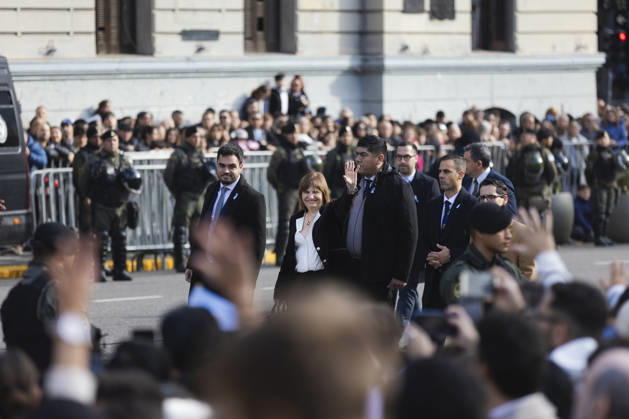 Argentina: President Javier Milei leads the Tedeum. President Javier Milei presides over the traditional Tedeum at the Metropolitan Cathedral. This religious ceremony celebrates the Revolution of May 25, 1810, a historic date marking the establishment of Argentina™s first national government. In the photo: Senator Patricia Bullrich arriving at the Cabildo. Buenos Aires Argentina Copyright: xImagoxImages EstebanxOsoriox _52A6378