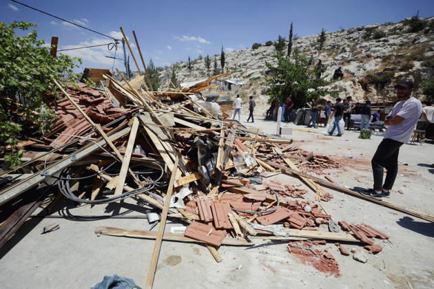 Israeli Demolition West Bank Family Displaced Eid Al-Adha A man stands and observes piles of debris and broken tiles following a home demolition in Nahhalin, occupied West Bank, on May 25, 2026. The demolition, carried out by Israeli forces who stated the structure was built without a permit, displaced an eight-member Palestinian family just two days before the Islamic holiday of Eid al-Adha. Bethlehem West Bank Palestinian Territories Copyright: xMosabxShawerx