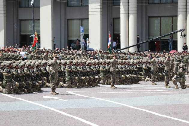 Georgia marks 108th anniversary of the founding of the republic TBILISI, GEORGIA - MAY 26: Georgian Army Soldiers attend the military parade to mark the 108th anniversary of the founding of the Republic of Georgia, in Tbilisi, Georgia on May 26, 2026. Davit Kachkachishvili Anadolu Tbilisi Georgia. Editorial use only. Please get in touch for any other usage.  Copyright: x2026xAnadoluxDavitxKachkachishvilix