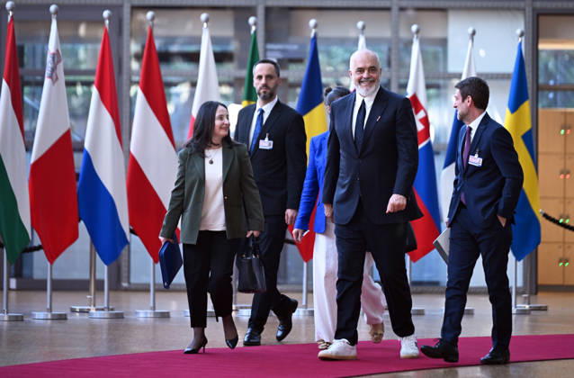 The 8th EU-Albania Accession Conference in Brussels BRUSSELS, BELGIUM - MAY 26: Albanian Prime Minister Edi Rama (2nd R) attends the 8th EU-Albania Accession Conference in Brussels, Belgium, on May 26, 2026. Dursun Aydemir Anadolu Brussels Belgium. Editorial use only. Please get in touch for any other usage.  Copyright: x2026xAnadoluxDursunxAydemirx