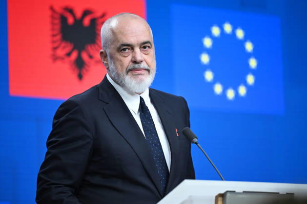 The 8th EU-Albania Accession Conference in Brussels BRUSSELS, BELGIUM - MAY 26: Albanian Prime Minister Edi Rama, Deputy Minister for European Affairs of the Republic of Cyprus Marilena Raouna, and European Commissioner for Enlargement Marta Kos hold a joint press conference after attending the 8th EU-Albania Accession Conference in Brussels, Belgium, on May 26, 2026. Dursun Aydemir Anadolu Brussels Belgium. Editorial use only. Please get in touch for any other usage.  Copyright: x2026xAnadoluxDursunxAydemirx
