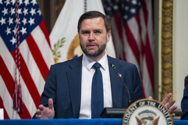 Vice President JD Vance speaks during a roundtable on anti-fraud initiatives in the Indian Treaty Room in the Eisenhower Executive Building near the White House in Washington, DC on Tuesday, May 26, 2026.  WAP20260526302 BONNIExCASH