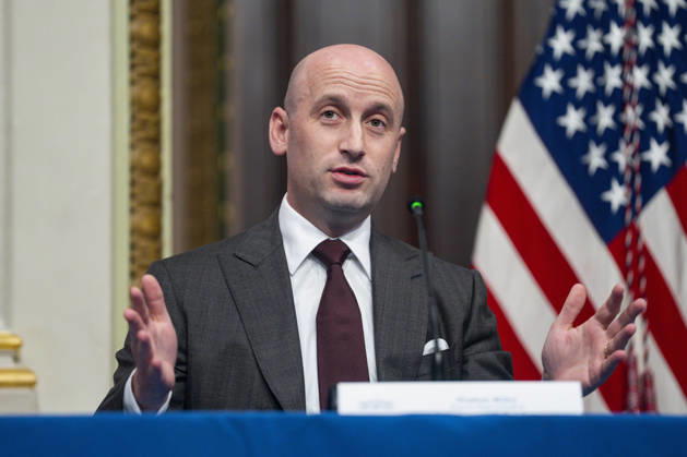 White House Chief of Staff for Policy Stephen Miller speaks during a roundtable on anti-fraud initiatives in the Indian Treaty Room in the Eisenhower Executive Building near the White House in Washington, DC on Tuesday, May 26, 2026.  WAP20260526313 BONNIExCASH