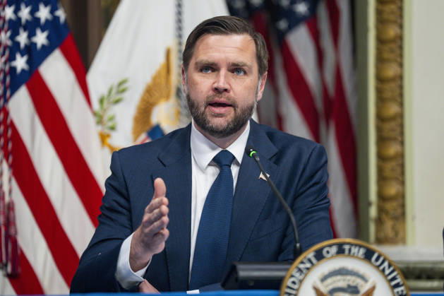 Vice President JD Vance speaks during a roundtable on anti-fraud initiatives in the Indian Treaty Room in the Eisenhower Executive Building near the White House in Washington, DC on Tuesday, May 26, 2026.  WAP20260526318 BONNIExCASH