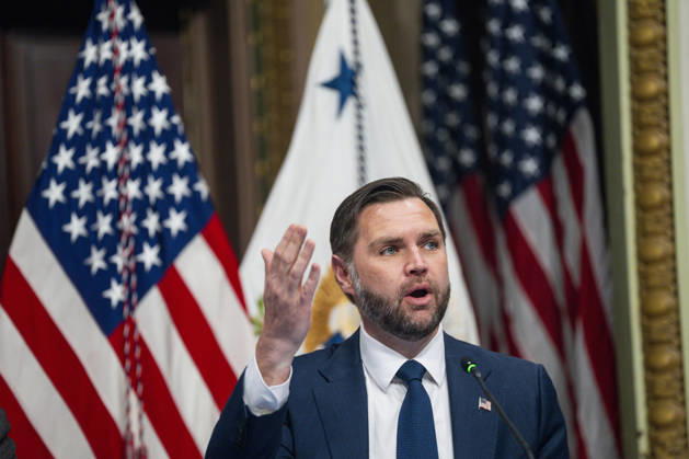 Vice President JD Vance speaks during a roundtable on anti-fraud initiatives in the Indian Treaty Room in the Eisenhower Executive Building near the White House in Washington, DC on Tuesday, May 26, 2026.  WAP20260526320 BONNIExCASH
