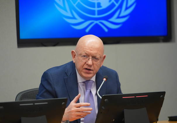 Russian Ambassador Nebenzia briefs the press at the UN NEW YORK CITY, UNITED STATES - MAY 26: Russian Ambassador Vassily Nebenzia, Permanent Representative of the Russian Federation to the United Nations, briefs the press, on May 26, 2026, in New York, U.S. Selcuk Acar Anadolu New York United States. Editorial use only. Please get in touch for any other usage.  Copyright: x2026xAnadoluxSelcukxAcarx