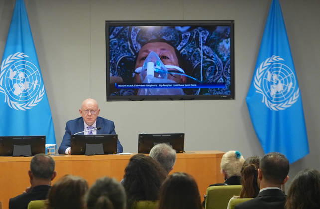 Russian Ambassador Nebenzia briefs the press at the UN NEW YORK CITY, UNITED STATES - MAY 26: Russian Ambassador Vassily Nebenzia, Permanent Representative of the Russian Federation to the United Nations, briefs the press, on May 26, 2026, in New York, U.S. Selcuk Acar Anadolu New York United States. Editorial use only. Please get in touch for any other usage.  Copyright: x2026xAnadoluxSelcukxAcarx