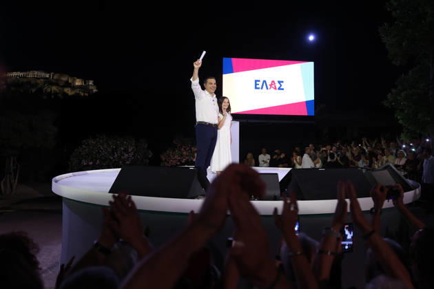 Alexis Tsipras unveils new political party in Athens ATHENS, GREECE - MAY 26: Greek former Prime Minister Alexis Tsipras (L) waves during the presentation of his new political party in Athens, Greece, on May 26, 2026. Costas Baltas Anadolu Athens Greece. Editorial use only. Please get in touch for any other usage.  Copyright: x2026xAnadoluxCostasxBaltasx