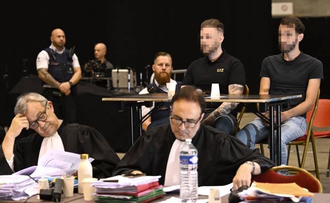Paolo and Antonino Falzone Trial 27 05 2026 MONS, BELGIUM - MAY 27 : Lawyer Fabrice Guttadauria (Antonino Falzone) & Franck Discepoli (Paolo Falzone) pictured during the Paolo and Antonino Falzone Trial : the trial concerns the Strépy-Bracquegnies tragedy of 2022, in which a car crashed into a carnival procession, killing seven people and injuring many others on May 27, 2026 in Mons, Belgium, 27 05 2026 Mons Belgium  Copyright: xDidierxLebrunx