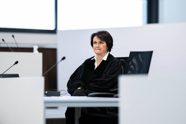 27.05.2026 - Urteilsverkündung beim Prozess gegen Daniela Klette: Der mutmaßlichen RAF-Terroristin wird versuchter Mord und die Beteiligung an bewaffneten Raubüberfällen vorgeworfen, die in einer umgebauten Reithalle vor dem Landgericht Verden (Aller) in Niedersachsen verhandelt wird. Die Staatsanwaltschaft fordert 15 Jahre Haft. Im Bild: Dr. Annette Marquardt (Staatsanwältin). ,