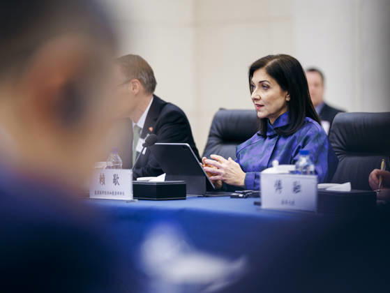 Katherina Reiche (CDU), Bundesministerin fuer Wirtschaft und Energie trifft WANG Wentao, Handelsminister Chinas zu einem Gespraech in Peking, 27.05.2026. Fotografiert im Auftrag des Bundesministerium fuer Wirtschaft und Energie (BMWE) Peking China Copyright: xFelixxZahn BMWEx