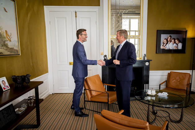 27-05-2026 HtB King Willem-Alexander during a meetng with Mr. Sjoerd W. Sjoerdsma, Minister of Foreign Trade and Development Cooperation at palace Huis ten Bosch in The Hague. Â  Copyright: xPPEx