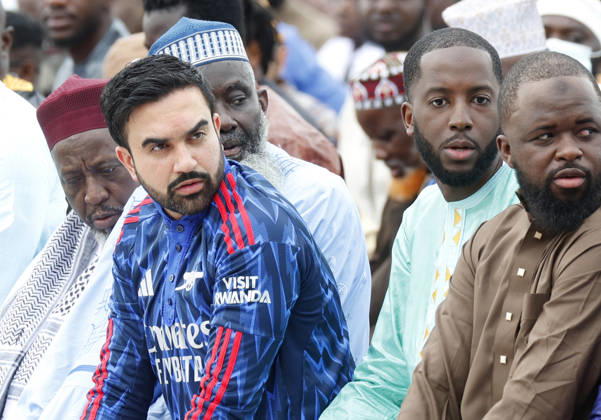 New York City Mayor Zohran Kwame Mamdani participates in Eid al-Adha prayers at Macombs Dam Park on Wednesday, May 27 2026 in New York City. Eid al-Adha, also known as the Festival of Sacrifice, is the second major Islamic festival of the year.  NYP20260527114 JOHNxANGELILLO