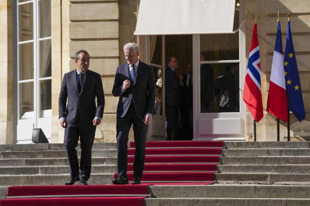 Store moter Frankrikes president Emmanuel Macron i Paris. Paris, Frankrike 20260527. Statsminister Jonas Gahr Store etter motert med Frankrikes statsminister SÃ bastien Lecornu i Paris onsdag ettermiddag. Foto: Ole Berg-Rusten NTB Paris Frankrike KhMNizgtLXY EDITORIAL USE ONLY Ref:_POLKhMNizgtLXY.jpg Copyright: xOlexBerg-Rustenx xNTBx
