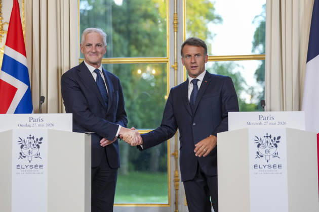 Store moter Frankrikes president Emmanuel Macron i Paris. Paris, Frankrike 20260527. Statsminister Jonas Gahr Store moter Frankrikes president Emmanuel Macron i Paris. Foto: Ole Berg-Rusten NTB Paris Frankrike 5p8wb0Cp4QQ EDITORIAL USE ONLY Ref:_POL5p8wb0Cp4QQ.jpg Copyright: xOlexBerg-Rustenx xNTBx