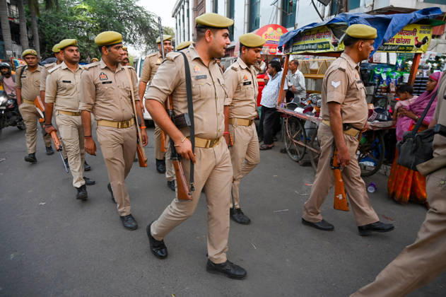 NOIDA, INDIA - MAY 27: A heavy police force has been deployed outside the mosque in Sector 8 on the eve of Eid-ul-Adha to maintain law and order, a temporary order has been issued under Section 163 of the Bharatiya Nagarik Suraksha Sanhita (BNSS), on May 27, 2026 in Noida, India. Eid al-Adha will be celebrated across most parts of India on May 28, 2026, after the Dhul-Hijjah crescent moon was not sighted earlier this week. Several governments and institutions revised their holiday schedules. While Saudi Arabia, the United Arab Emirates, and some other countries are marking the occasion today, May 27. (Photo by Sunil Ghosh Hindustan Times ) Eid al-Adha 2026