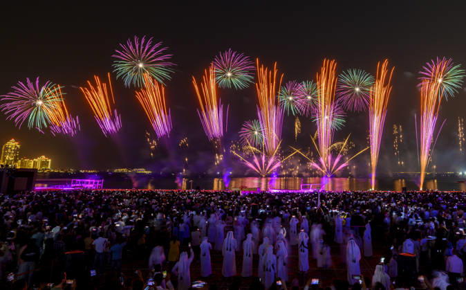 May 27, 2026, Doha, Qatar: Fireworks seen displayed during Eid al-Adha celebrations marking the first day of the Muslim festival of Eid al-Adha at Katara Cultural Village. Muslims around the world celebrate Eid al-Adha, one of Islams most important holidays, which commemorates Prophet Abrahams willingness to sacrifice his son in obedience to God Doha Qatar - ZUMAs197 20260527_aaa_s197_084 Copyright: xNoushadxVariyattiyakkalx