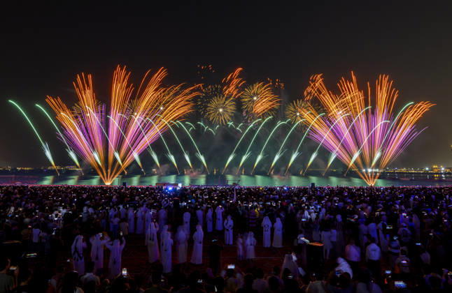 May 27, 2026, Doha, Qatar: Fireworks seen displayed during Eid al-Adha celebrations marking the first day of the Muslim festival of Eid al-Adha at Katara Cultural Village. Muslims around the world celebrate Eid al-Adha, one of Islams most important holidays, which commemorates Prophet Abrahams willingness to sacrifice his son in obedience to God Doha Qatar - ZUMAs197 20260527_aaa_s197_093 Copyright: xNoushadxVariyattiyakkalx