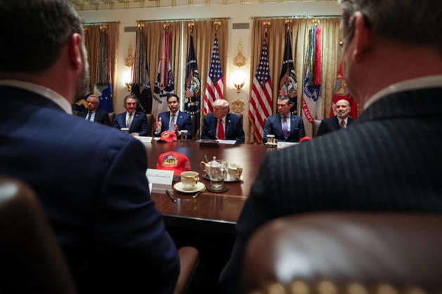 DC: President Trump Holds a Cabinet Meeting From left to right: United States Secretary of Health and Human Services Robert F. Kennedy, Jr; US Secretary of the Interior and Chair, National Energy Council and White House Energy Czar Doug Burgum; US Secretary of State Marco Rubio; US President Donald J Trump; US Secretary of War Pete Hegseth; and US Secretary of Commerce Howard Lutnick, participate in a Cabinet meeting in the Cabinet Room of the White House in Washington, DC, USA, on May 27, 2026. Trump is holding the meeting with members of his Cabinet as a the U.S. and Iran get closer to a deal. Credit: CNP AdMedia Washington District of Columbia United States of America EDITORIAL USE ONLY  Copyright: xx AdMediax admphotostwo992690