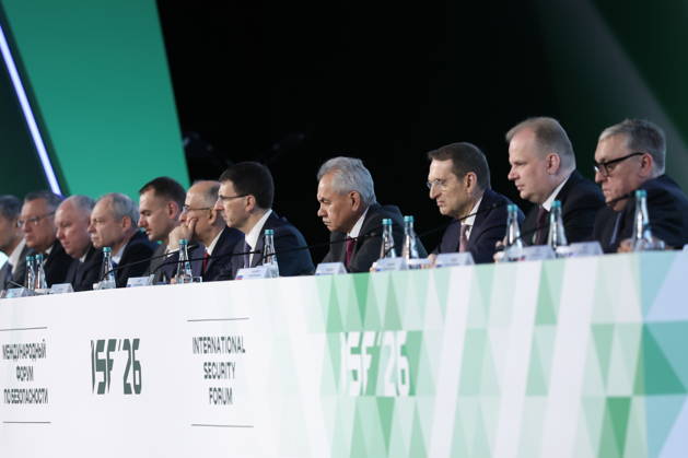 RUSSIA, MOSCOW REGION - MAY 28, 2026: Russian Security Council Secretary Sergei Shoigu (4th R) attends the opening of the 14th International Meeting of High Representatives for Security Issues on the sidelines of the 1st International Security Forum. Valery Sharifulin TASS  93125149