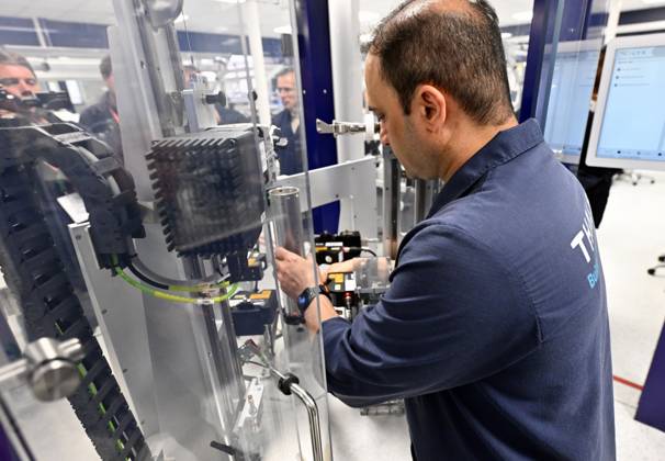 Personnel pictured at work, during a visit to the Thales rocket systems production site in Herstal, on Thursday 28 May 2026. French aerospace and defence corporation Thales Group is presenting their SkyDefender missile defence system.  ERICxLALMAND 175246510