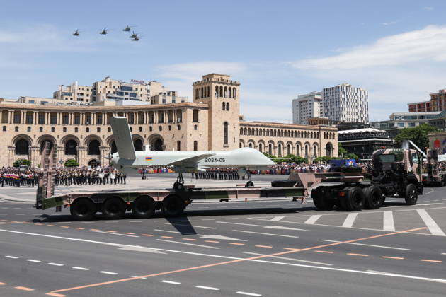 ARMENIA, YEREVAN - MAY 28, 2026: A CH-4 Chinese combat unmanned aerial vehicle on display during a military parade in Republic Square marks the 103rd anniversary of the First Armenian Republic. Alexander Patrin TASS  93126377