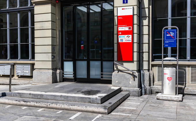 Knife attack with multiple injuries, Winterthur, Switzerland Winterthur, Switzerland, 28th May 2026:One of the knife attacks is believed to have taken place at this entrance to the station building. Water visible on the floor was used to wash away the blood. A total of four people were injured, some seriously. Copyright: xAndreasxHaasx