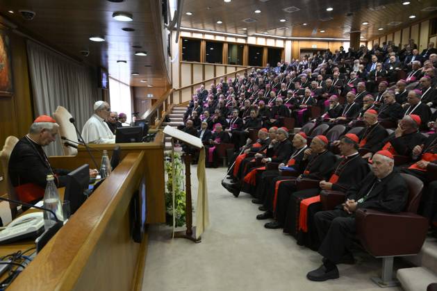 ITALY - POPE LEO XIV MEETS WITH THE BISHOPS OF THE ITALIAN EPISCOPAL CONFERENCE AT THE VATICAN - 2026 5 28 Italy, Rome, Vatican, 2026 5 28. Pope leo XIV meets with the bishops of the Italian Episcopal Conference at the Vatican, EDITORIAL USE ONLY - NO BOOKS Copyright: xVATICANxMEDIAx