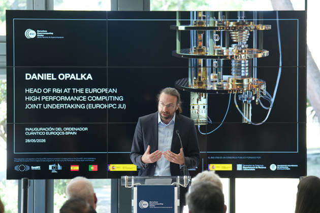 The Barcelona Supercomputing Center presents the MareNostrum Ona quantum computer in Barcelona The head of R&D of Euro HPC, Daniel Opalka, during the official presentation ceremony and subsequent attention to the media, at the facilities of the Plaza Eusebi Güell, on May 28, 2026, in Barcelona, Catalonia Spain The technical and institutional meeting brings together the Minister of Research of the Generalitat de Catalunya, the Secretaries of State for Science and Digitalization, the Director of the BSC and the Rector of the UPC to present the operational capabilities of this advanced computing infrastructure, a milestone that reinforces the scientific leadership of the BSC, the Secretaries of State for Science and Digitalization, the Direct Copyright: xDavidxZorrakinox 7556354