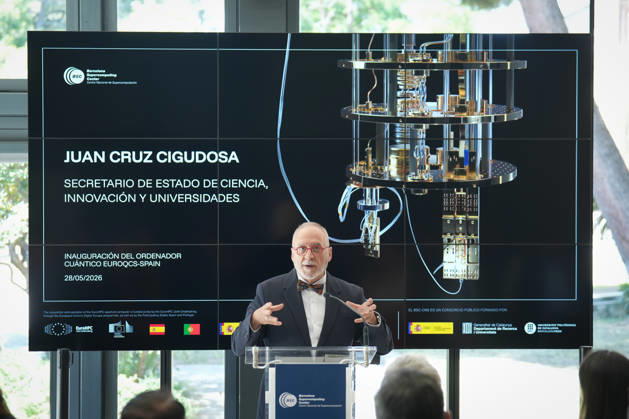 The Barcelona Supercomputing Center presents the MareNostrum Ona quantum computer in Barcelona The Secretary of State for Science, Innovation and Universities, Juan Cruz, during the official presentation ceremony and subsequent attention to the media, at the facilities of the Plaza Eusebi Güell, on May 28, 2026, in Barcelona, Catalonia Spain The technical and institutional meeting brings together the Minister of Research of the Catalan Government, the Secretaries of State for Science and Digitization, the Director of the BSC and the Rector of the UPC to present the operational capabilities of this advanced computing infrastructure, a milestone that reinforces the scientific leadership of the BSC, the Secretaries of State for Science and Di Copyright: xDavidxZorrakinox 7556395