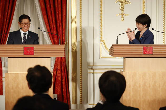 Japan s Prime Minister Sanae Takaichi - Philippines President Ferdinand Marcos Jr. meeting in Tokyo TOKYO, JAPAN - MAY 28: (---EDITORIAL USE ONLY – MANDATORY CREDIT - RODRIGO REYES MARIN POOL - NO MARKETING NO ADVERTISING CAMPAIGNS - DISTRIBUTED AS A SERVICE TO CLIENTS----) Philippine President Ferdinand Marcos Jr. and Japanese Prime Minister Sanae Takaichi speak during a joint press conference at the Akasaka Palace State Guest House on May 28, 2026, in Tokyo, Japan. Rodrigo Reyes Marin Anadolu Tokyo Japan. Editorial use only. Please get in touch for any other usage.  Copyright: x2026xAnadoluxRodrigoxReyesxMarinx
