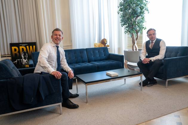 Prime Minister Bart De Wever (R) and Hungary Prime Minister Peter Magyar (L) are pictured at a diplomatic meeting between the Prime Ministers of Hungary and Belgium in Brussels, Thursday 28 May 2026.  JONASxROOSENS 175283662