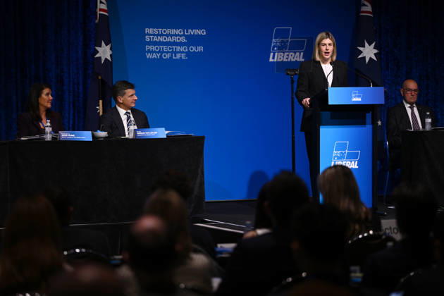 LIBERAL FEDERAL COUNCIL MEETING, Victorian Opposition Leader Jess Wilson speaks during the Liberal Party Federal Council Meeting in Melbourne, Friday, May 29, 2026. ( NO ARCHIVING MELBOURNE VICTORIA AUSTRALIA  Copyright: xJOELxCARRETTx 20260529142201765230