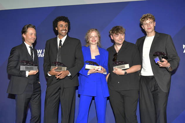 Tom Schilling, Langston Uibel, Kya-Celina Barucki, Marc Philip Ginolas und Jonathan Kriener bei der Verleihung der Bunte New Faces Awards Film 2026 im Delphi Filmpalast. Berlin, 28.05.2026