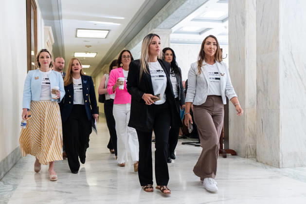 Former Attorney General Pam Bondi UNITED STATES - MAY 29: Jeffrey Epstein survivors arrives for f ormer Attorney General Pam Bondi™s deposition on her role with the Epstein files in the House Oversight and Government Reform Committee in the Rayburn House Office Building on Friday, May 29, 2026. (Bill Clark CQ Roll Call) Washington DC United States EDITORIAL USE ONLY Copyright: x 2026xCQxRollxCallx BillxClarkx rollcallpix171251