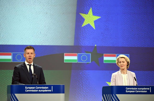 Peter Magyar - Ursula von der Leyen joint press conference in Brussels BRUSSELS, BELGIUM - MAY 29: Hungarian Prime Minister Peter Magyar and European Commission President Ursula von der Leyen hold a joint press conference in Brussels, Belgium, on May 29, 2026. Dursun Aydemir Anadolu Brussels Belgium. Editorial use only. Please get in touch for any other usage. Copyright: x2026xAnadoluxDursunxAydemirx
