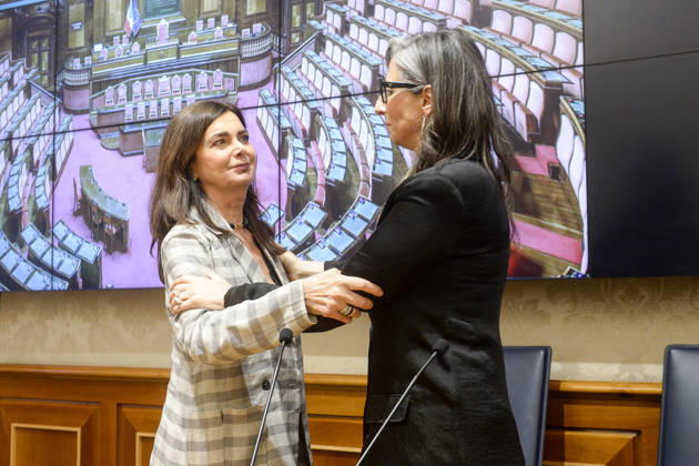 IPA85160396 - Rome Senate presentation of UN special rapporteur s report on the occupied Palestinian territories, pictured Francesca Albanese Laura Boldrini  Copyright: xSTEFANOxCAROFEIx xSTEFANOxCAROFEIx xFOTOGRAMMAx 85160396