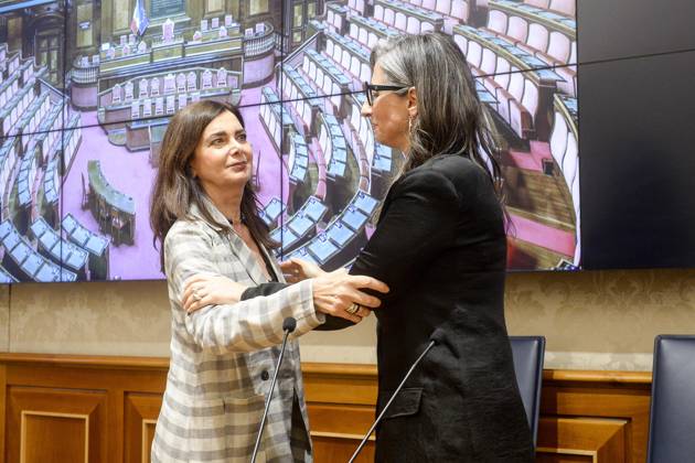Foto IPP Marco Mattei Roma 29 05 2026 Senato presentazione del rapporto della relatrice speciale ONU sui territori palestinesi occupati, nella foto Laura Boldrini Francesca Albanese Italy Photo Press - World Copyright .