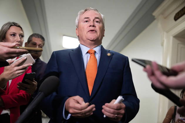 Bondi Deposition TW UNITED STATES - MAY 29: Chairman James Comer, R-Ky., talks with reporters before former Attorney General Pam Bondi sat for House Oversight and Government Reform Committee deposition about the Jeffrey Epstein files on Friday, May 29, 2026. (Tom Williams CQ Roll Call) Washington DC United States EDITORIAL USE ONLY Copyright: x2026xCQ-RollxCall,xInc.x TomxWilliamsx rollcallpix171257
