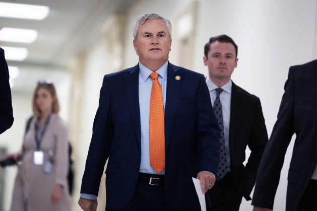 Bondi Deposition TW UNITED STATES - MAY 29: Chairman James Comer, R-Ky., arrives to speak with reporters before former Attorney General Pam Bondi sat for House Oversight and Government Reform Committee deposition about the Jeffrey Epstein files, in Rayburn building on Friday, May 29, 2026. (Tom Williams CQ Roll Call) Washington DC United States EDITORIAL USE ONLY Copyright: x2026xCQ-RollxCall,xInc.x TomxWilliamsx rollcallpix171261