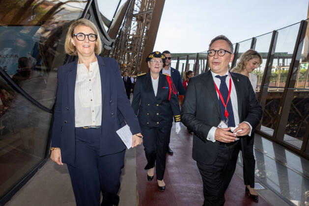 Welcoming Ceremony for French Citizenship At Eiffel Tower - Paris Marie-Pierre Vedrenne (Minister Delegate to the Minister of the Interior, in charge of Citizenship) and Patrick Branco-Ruivo (Director of the Eiffel tower) and Mireille Larrede (Prefect delegate for immagration) at the Tour Eiffel, for welcoming ceremony for French citizenship chaired by Mrs.Marie Pierre Vedrenne, Minister Delegate to the Minister of the Interior, in charge of Citizenship Paris, France May 29, 2026. Photo by Franck Derouda ABACAPRESS.COM Paris Eiffel Tower France  Copyright: xFranckxDerouda ABACAx