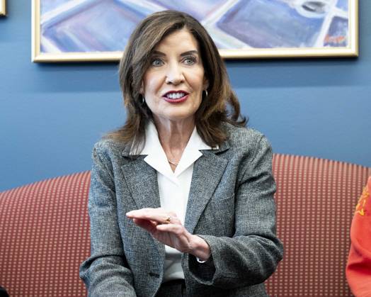May 29, 2026, New York City, New York, United States: New York State Governor KATHY HOCHUL (D) speaking in her office in New York City about overreach by ICE (Immigration and Customs Enforcement) and new related state laws to protect people in New York. New York City United States - ZUMAb161 20260529_aap_b161_001 Copyright: xMichaelxBrochsteinx