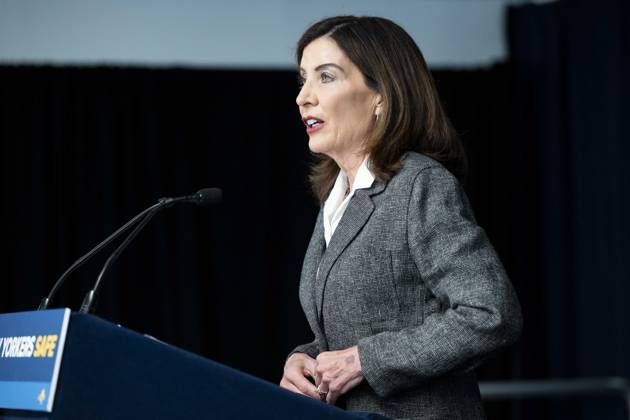 May 29, 2026, New York City, New York, United States: New York State Governor KATHY HOCHUL (D) speaking at a press conference in her office in New York City about overreach by ICE (Immigration and Customs Enforcement) and new related state laws to protect people in New York. New York City United States - ZUMAb161 20260529_aap_b161_002 Copyright: xMichaelxBrochsteinx