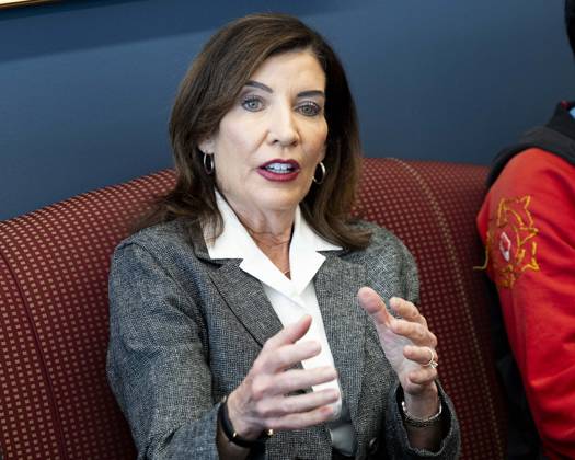 May 29, 2026, New York City, New York, United States: New York State Governor KATHY HOCHUL (D) speaking in her office in New York City about overreach by ICE (Immigration and Customs Enforcement) and new related state laws to protect people in New York. New York City United States - ZUMAb161 20260529_aap_b161_003 Copyright: xMichaelxBrochsteinx