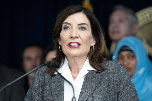 May 29, 2026, New York City, New York, United States: New York State Governor KATHY HOCHUL (D) speaking at a press conference in her office in New York City about overreach by ICE (Immigration and Customs Enforcement) and new related state laws to protect people in New York. New York City United States - ZUMAb161 20260529_aap_b161_005 Copyright: xMichaelxBrochsteinx