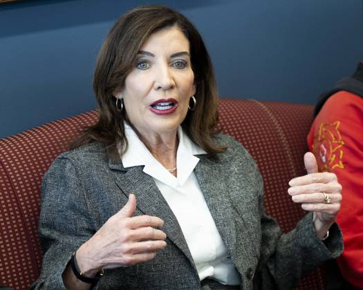May 29, 2026, New York City, New York, United States: New York State Governor KATHY HOCHUL (D) speaking in her office in New York City about overreach by ICE (Immigration and Customs Enforcement) and new related state laws to protect people in New York. New York City United States - ZUMAb161 20260529_aap_b161_006 Copyright: xMichaelxBrochsteinx