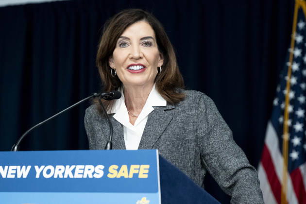 May 29, 2026, New York City, New York, United States: New York State Governor KATHY HOCHUL (D) speaking at a press conference in her office in New York City about overreach by ICE (Immigration and Customs Enforcement) and new related state laws to protect people in New York. New York City United States - ZUMAb161 20260529_aap_b161_010 Copyright: xMichaelxBrochsteinx