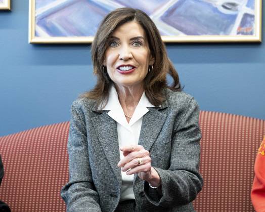 May 29, 2026, New York City, New York, United States: New York State Governor KATHY HOCHUL (D) speaking in her office in New York City about overreach by ICE (Immigration and Customs Enforcement) and new related state laws to protect people in New York. New York City United States - ZUMAb161 20260529_aap_b161_008 Copyright: xMichaelxBrochsteinx